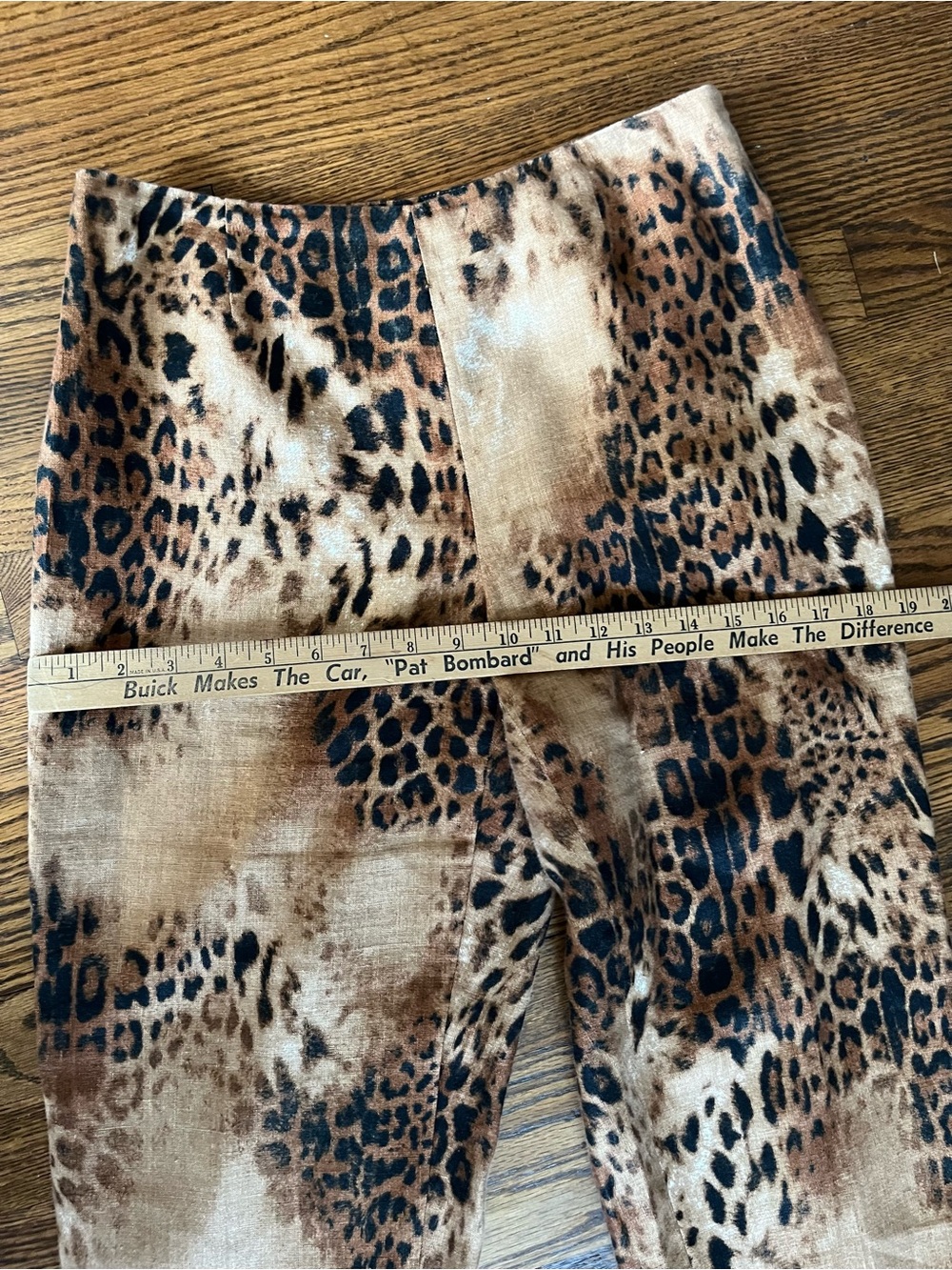 Vintage Leopard Print High Waist Slim Tapered 100% Linen Pants - Brown & Black - Picture 12 of 13